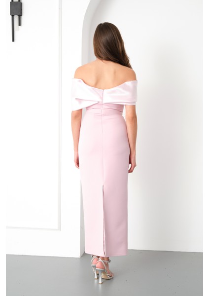 Kadın Pudra Kayık Yaka Incili Söz Nişan Nikah Abiye Elbise indirimleri