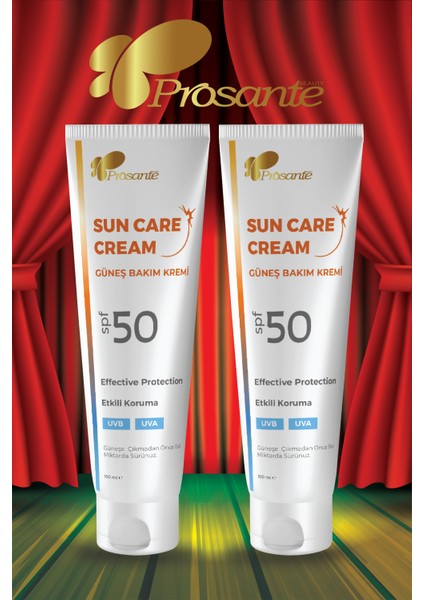 Güneş Bakım Kremi SPF 50 Etkili Koruma UVB UVA 100 ml 2'li Paket fırsatları