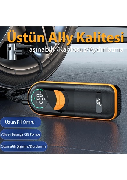 Ally ST-5520 Dijital Basınç Göstergeli Oto Lastik Şişirme Pompası Hava Kompres - CPT103307-92