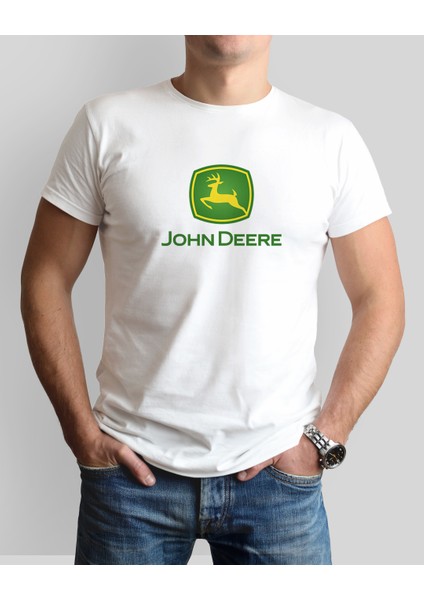 John Deere Traktör Baskılı Sıfır Yaka Tişört -TM2002