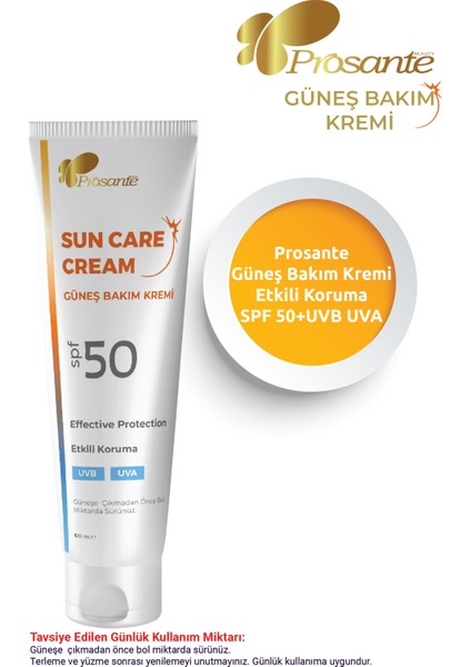 Güneş Bakım Kremi SPF 50 Etkili Koruma UVB UVA 100 ml