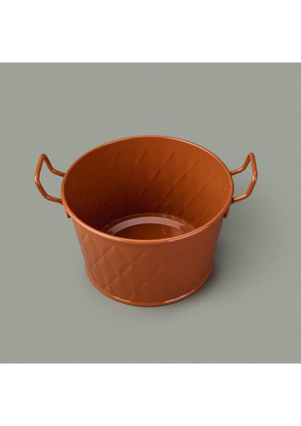 Prizma Terracota Kulplu Galvaniz Saksı - Kiremit - 11X18X18 cm fırsatları