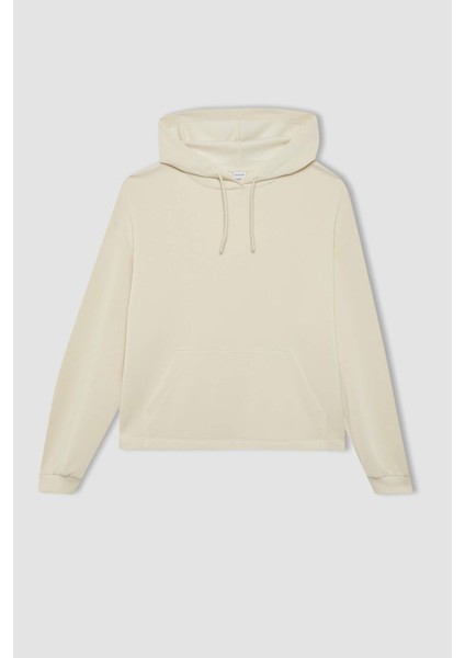 Fit Oversize Geniş Kalıp Modal Kapüşonlu Kanguru Cepli Sporcu Sweatshirt B5206AX24SP