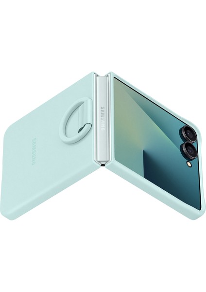 Galaxy Z Flip 7 Yüzüklü Silikon Kılıf - Mint Yeşili