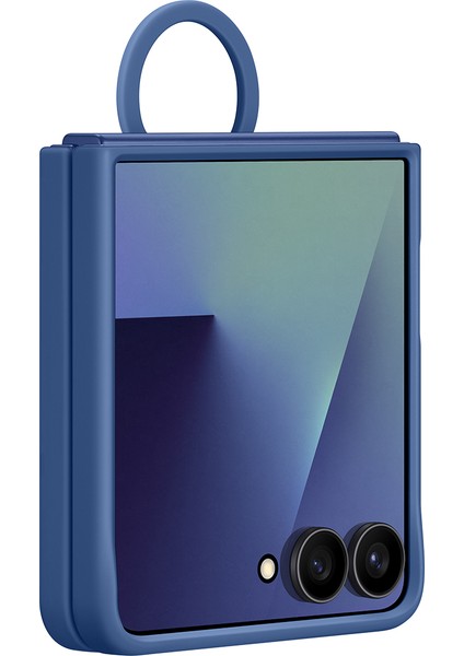 Galaxy Z Flip 7 Yüzüklü Silikon Kılıf - Lacivert