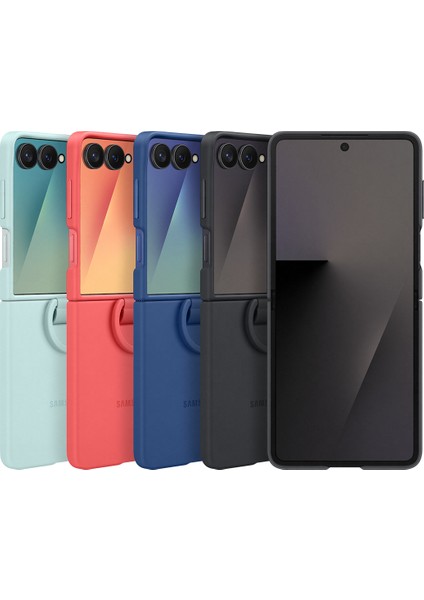 Galaxy Z Flip 7 Yüzüklü Silikon Kılıf - Kırmızı