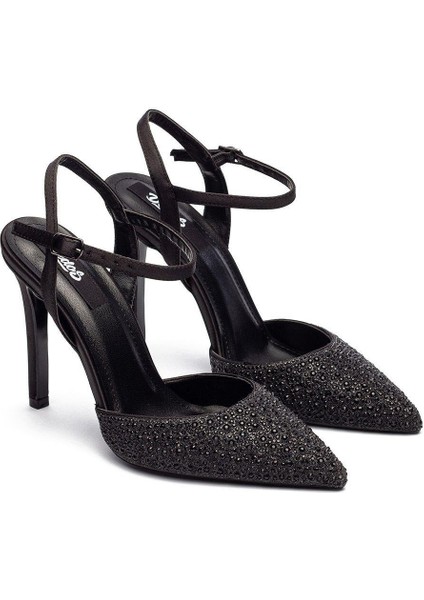 Yüksek Topuklu Taş Işlemeli Tokalı Abiye Saten Ayakkabı 330