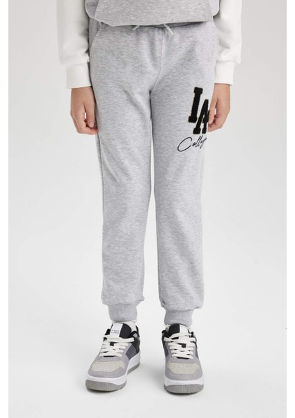 Erkek Çocuk Beli Bağcıklı Lastikli Paça Cepli Baskılı Gri Jogger Eşofman Altı B6142A824SP indirimleri