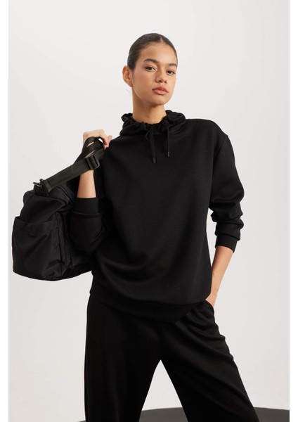 Fit Standart Fit Kapüşonlu Baskılı Skuba Dalgıç Kumaş Sporcu Sweatshirt B4667AX24SP