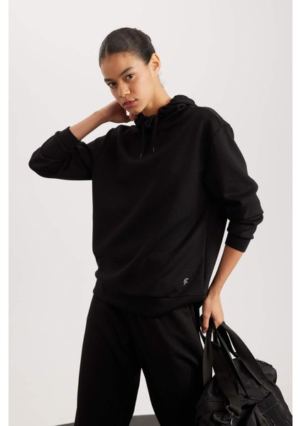 Fit Standart Fit Kapüşonlu Baskılı Skuba Dalgıç Kumaş Sporcu Sweatshirt B4667AX24SP