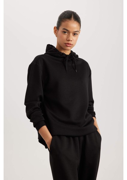 Fit Standart Fit Kapüşonlu Baskılı Skuba Dalgıç Kumaş Sporcu Sweatshirt B4667AX24SP