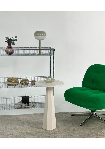 Kuppdesign Lilyum Mantar Sehpa Modern Tasarım Ahşap Krem Renk 57 cm Ergonomik Kullanım