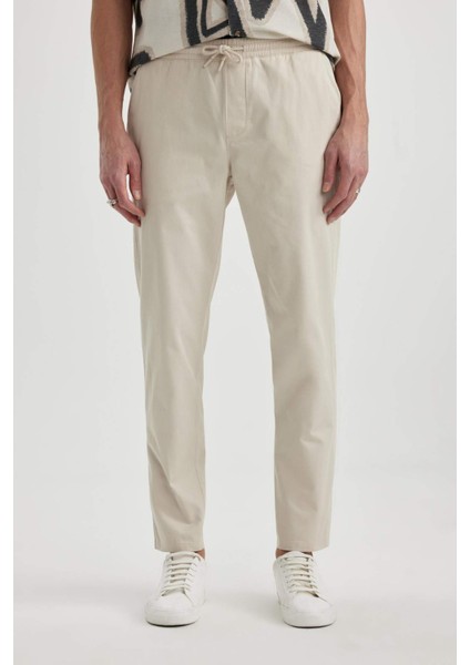 Yazlık Jogger Chino Pantolon Beli Bağcıklı Cepli Düz Paça Z9933AZ24SP