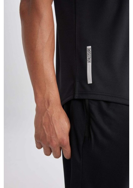 Fit Slim Fit Dar Kesim Bisiklet Yaka Baskılı Sporcu Kısa Kollu Tişört V2887AZ24SP