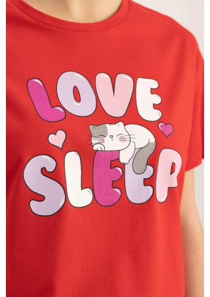 Fall in Love Regular Fit Baskılı Kısa Kollu Pijama Takımı B6207AX24SP