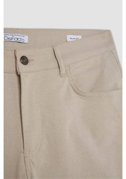 Yazlık Chino Kanvas Pantolon Slim Fit Dar Kesim Cepli Dar Paça T1055AZ24SP