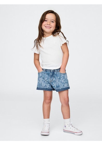 Kız Bebek Mavi Volanlı Stride Jean Şort