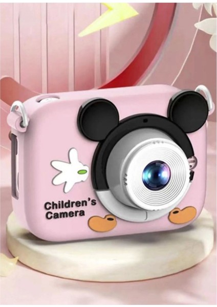 Mini 1080P Hd Çocuk Kamera Dijital Fotoğraf Makinesi 2.0 Inç Ekran 5 Adet Oyun Pembe