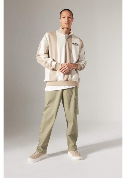 Gabardin Pantolon Baggy Fit Düz Paça Cepli B3664AX23AU fırsatları
