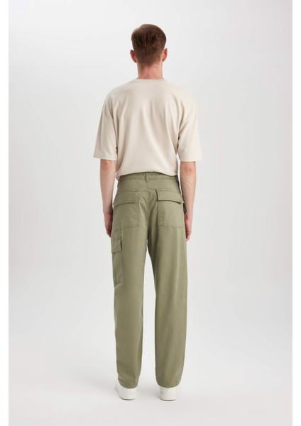 Gabardin Pantolon Baggy Fit Düz Paça Cepli B3664AX23AU