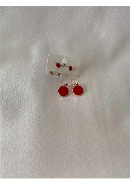 Kırmızı Bonbon Çoklu Küpe Roz Renk modelleri