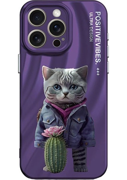 iPhone 14 Pro Kılıf Crew Desenli Kapak - Kedi - CPT105223-9366