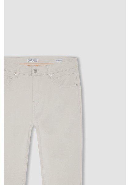 Yazlık Gabardin Chino Kanvas Pantolon Slim Fit Dar Kesim Dar Paça Cepli B2089AX24SP