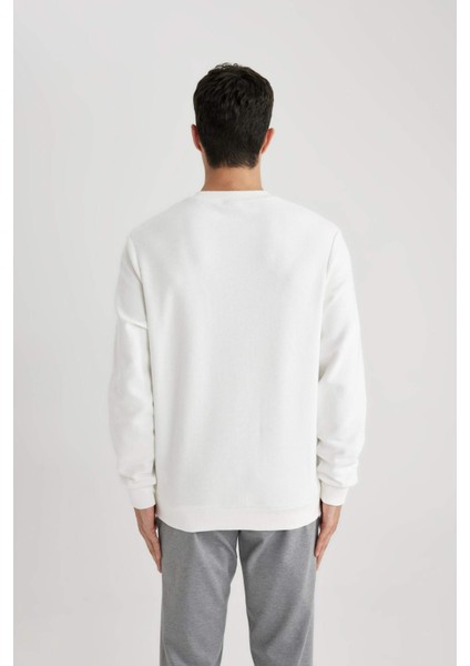 %100 Pamuk Regular Fit Bisiklet Yaka Dokulu Cepli Sweatshirt B6497AX24SP