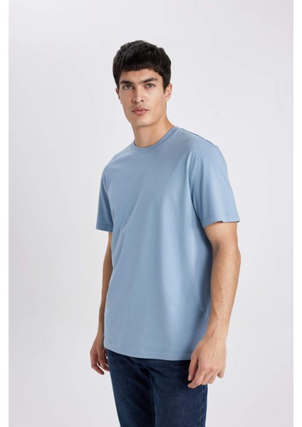 %100 Pamuk New Regular Fit Bisiklet Yaka Basic Düz Kısa Kollu Tişört V7699AZ24SP