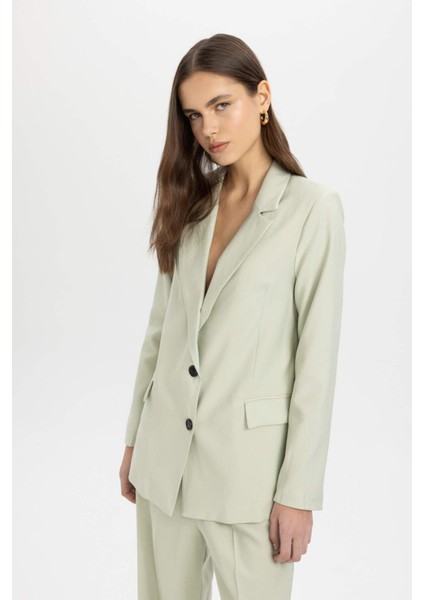Loose Fit Kruvaze Yaka Düğmeli Blazer Ceket Z8276AZ24SM