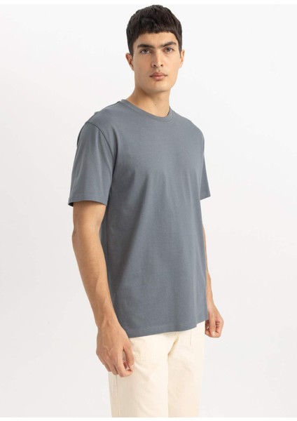 %100 Pamuk New Regular Fit Bisiklet Yaka Basic Düz Kısa Kollu Tişört V7699AZ24SP