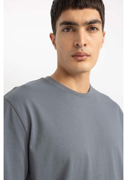 %100 Pamuk New Regular Fit Bisiklet Yaka Basic Düz Kısa Kollu Tişört V7699AZ24SP