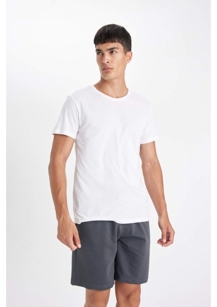 %100 Pamuk New Regular Fit Bisiklet Yaka Basic Düz Kısa Kollu Tişört V7699AZ24SP