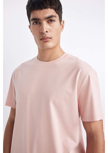 New Regular Fit Bisiklet Yaka Basic Düz %100 Pamuk Kısa Kollu Tişört V7699AZ24SP