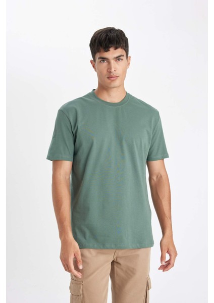 %100 Pamuk New Regular Fit Bisiklet Yaka Basic Düz Kısa Kollu Tişört V7699AZ24SP