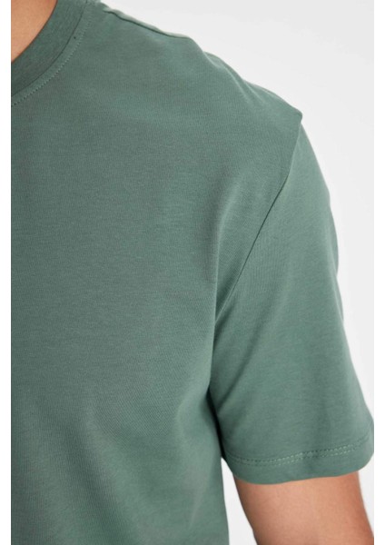 %100 Pamuk New Regular Fit Bisiklet Yaka Basic Düz Kısa Kollu Tişört V7699AZ24SP