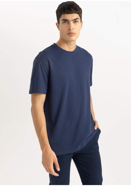 %100 Pamuk New Regular Fit Bisiklet Yaka Basic Düz Kısa Kollu Tişört V7699AZ24SP
