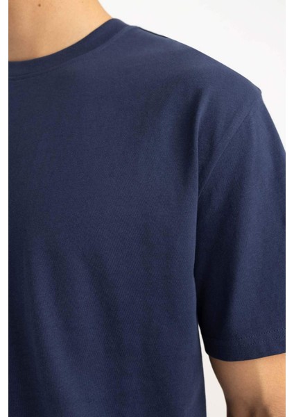 %100 Pamuk New Regular Fit Bisiklet Yaka Basic Düz Kısa Kollu Tişört V7699AZ24SP