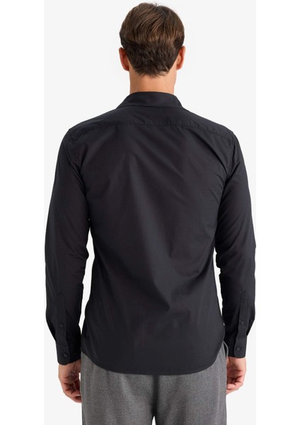 Slim Fit İtalyan Yaka Non Iron Ütü Gerektirmeyen Uzun Kollu Gömlek A7803AX24SP