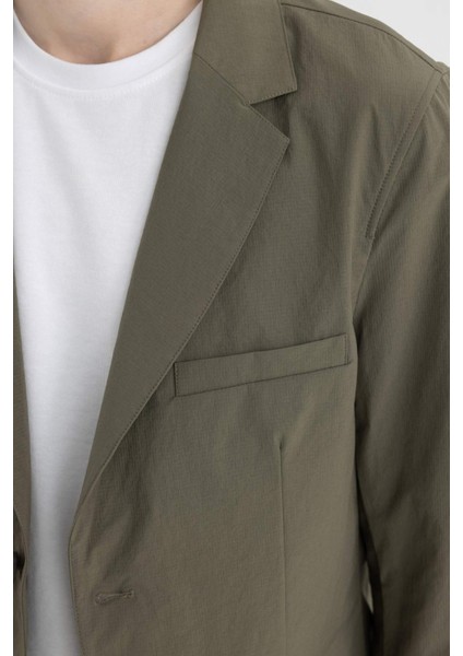 Regular Fit Ceket Yaka Düğmeli Astarlı Basic Düz Blazer Ceket B7179AX24SP