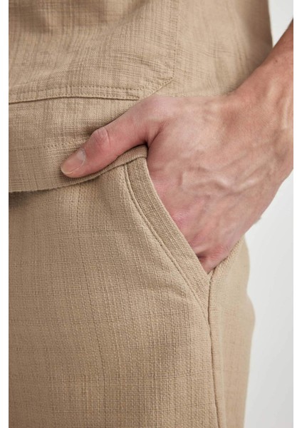Yazlık Jogger Pantolon Regular Fit Normal Kesim Keten Görünümlü Düz Paça Pamuklu Cepli B4138AX24SP