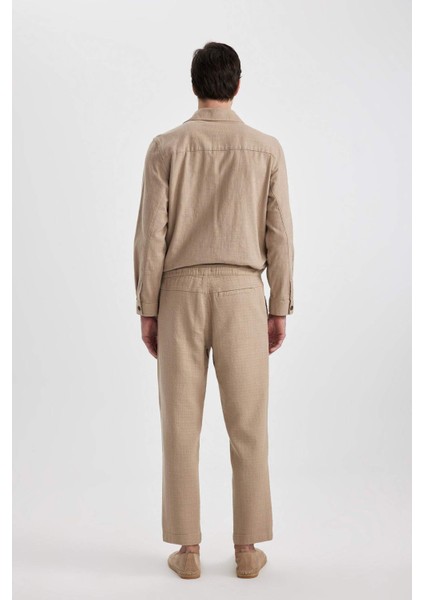 Yazlık Jogger Pantolon Regular Fit Normal Kesim Keten Görünümlü Düz Paça Pamuklu Cepli B4138AX24SP