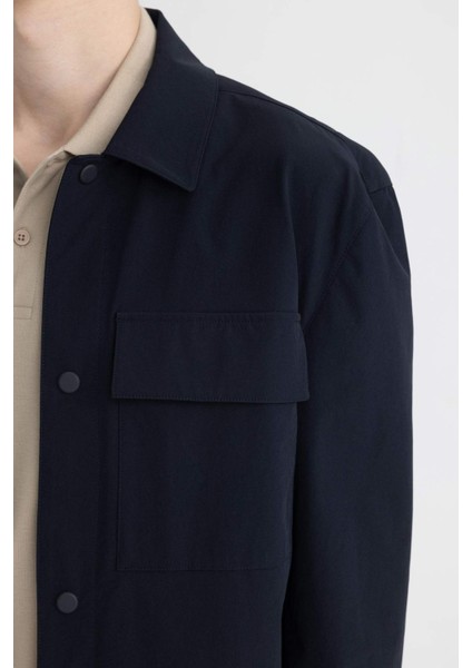 Regular Fit Polo Yaka Çıtçıt Kapamalı Cepli Teknik Gömlek Ceket B7396AX24SP