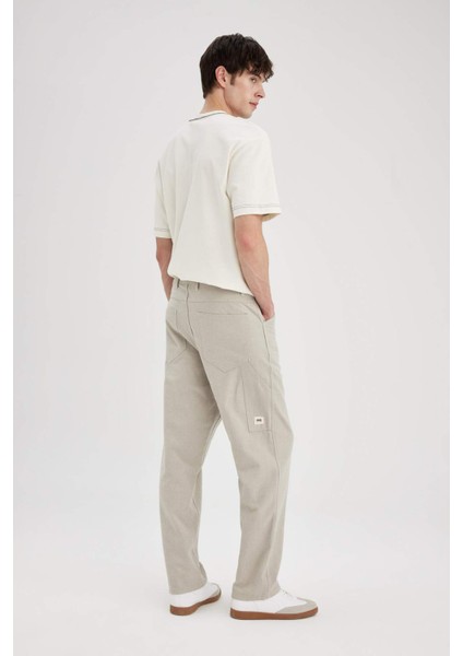 Relax Fit Rahat Kesim Yazlık Pantolon Keten Karışımlı Cepli Düz Paça B4532AX24SP