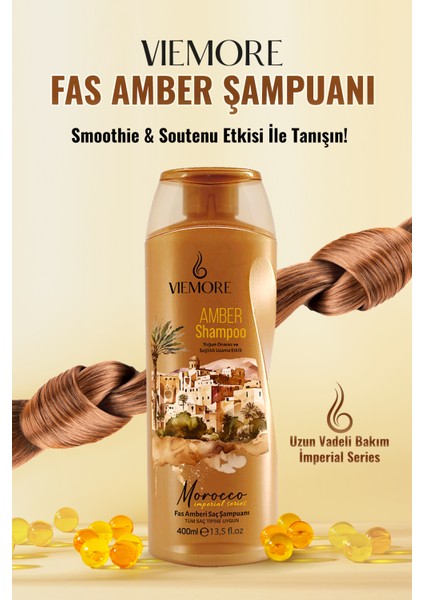 Fas Amberi Saç Şampuanı 400ML - Onarıcı, Güçlenme, Dökülme-Karşıtı, Parlaklık, Nemlendirici