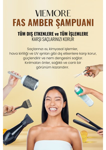 Fas Amberi Saç Şampuanı 400ML - Onarıcı, Güçlenme, Dökülme-Karşıtı, Parlaklık, Nemlendirici modelleri