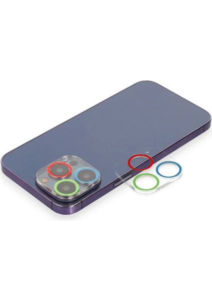 iPhone 12 Pro Renkli Kamera Lens Koruma Cam - Mavi-Yeşil - CPT107008-9345