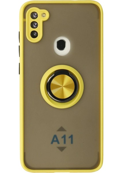 Samsung Galaxy A11 Kılıf Montreal Yüzüklü Silikon Kapak - Sarı - CPT104303-1467