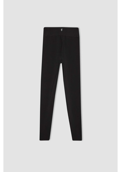Fit Siyah Yüksek Bel İçi Yumuşak Tüylü Beli Saran Basic Sporcu Tayt W8206AZ24SP