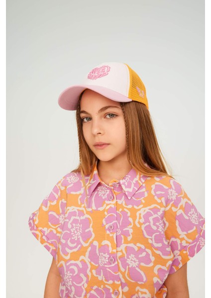 Kız Çocuk Nakışlı Gabardin Beyzbol Basketbol Şapkası B7583A824SM